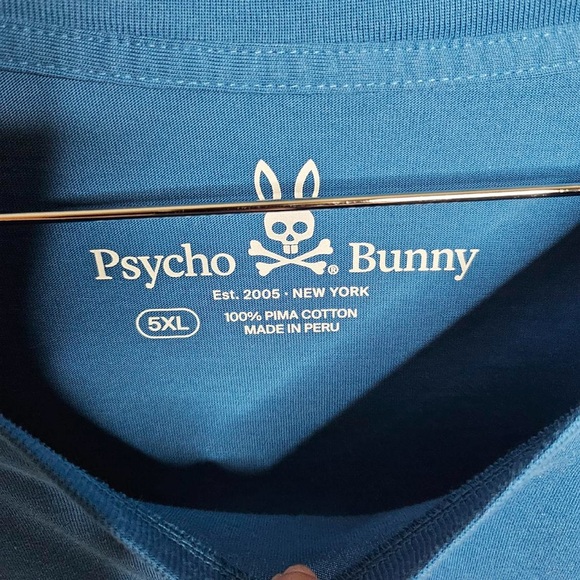 PSYCHO BUNNY T-SHIRT
COLOR: BLUE/ORANGE
SIZE: 5XL
CONDITION: WASHED NEVER WORN - Picture 3 of 3